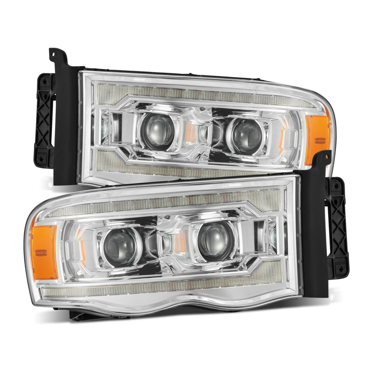 AlphaRex 02-05 Dodge Ram PRO-Series Halogen Projector Headlights Chrome