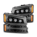 AlphaRex 03-06 Chevrolet Silverado/02-06 Avalanche (without body cladding) NOVA-Series LED Projector Headlights Alpha-Black