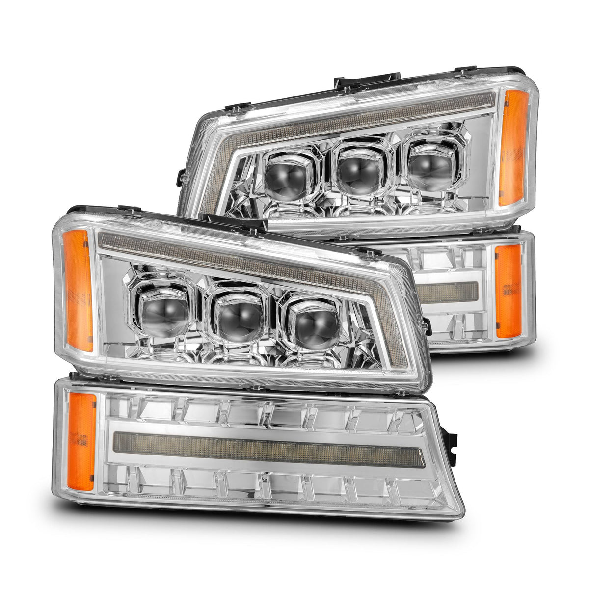 AlphaRex 03-06 Chevrolet Silverado/02-06 Avalanche (without body cladding) NOVA-Series LED Projector Headlights Chrome