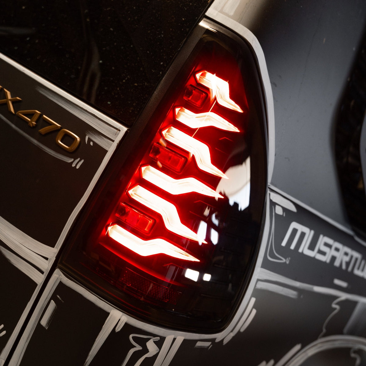 AlphaRex 03-09 Lexus GX 470 LUXX-Series LED Tail Lights Black Smoke
