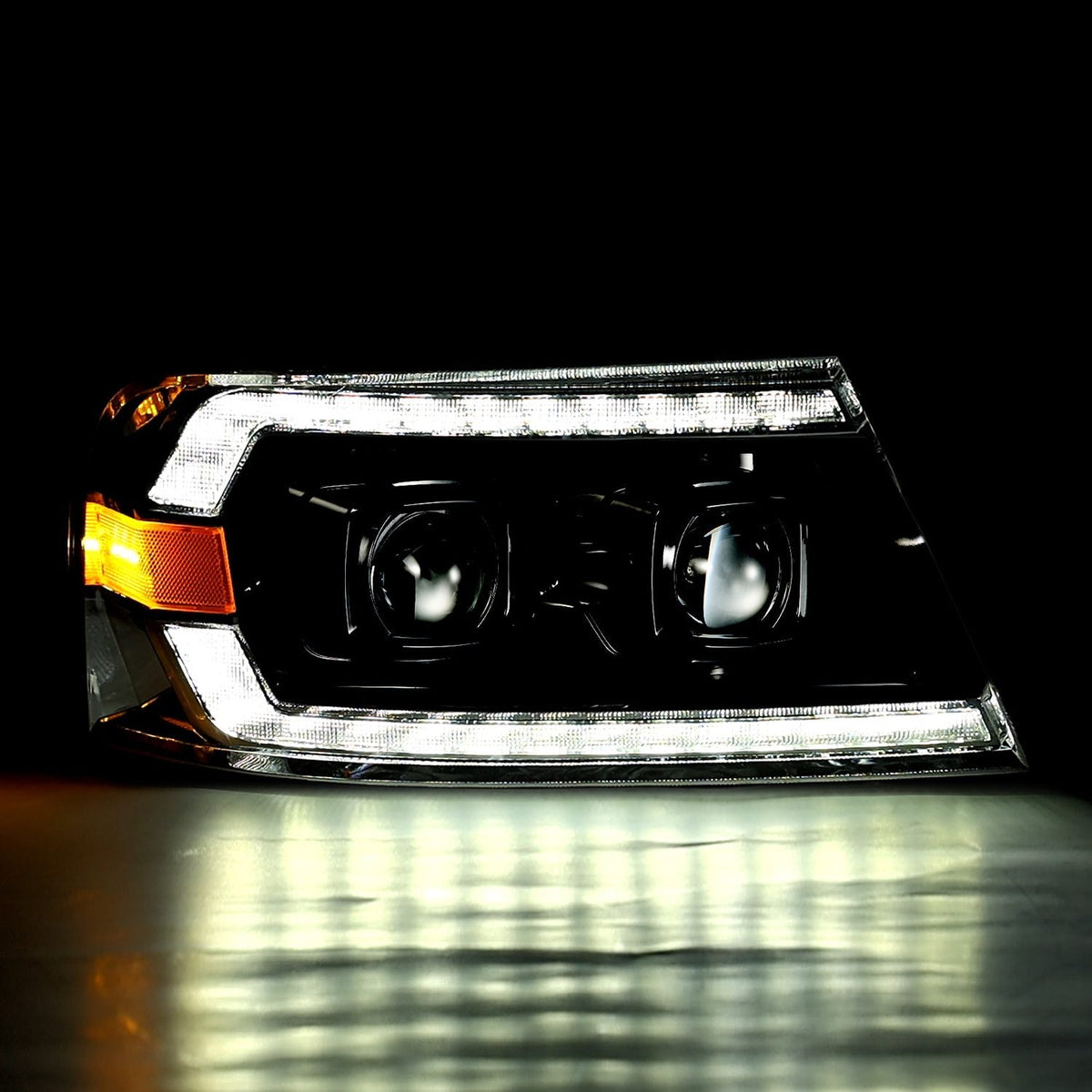 AlphaRex 04-08 Ford F150 / 06-08 Lincoln Mark LT PRO-Series Halogen Projector Headlights Alpha-Black
