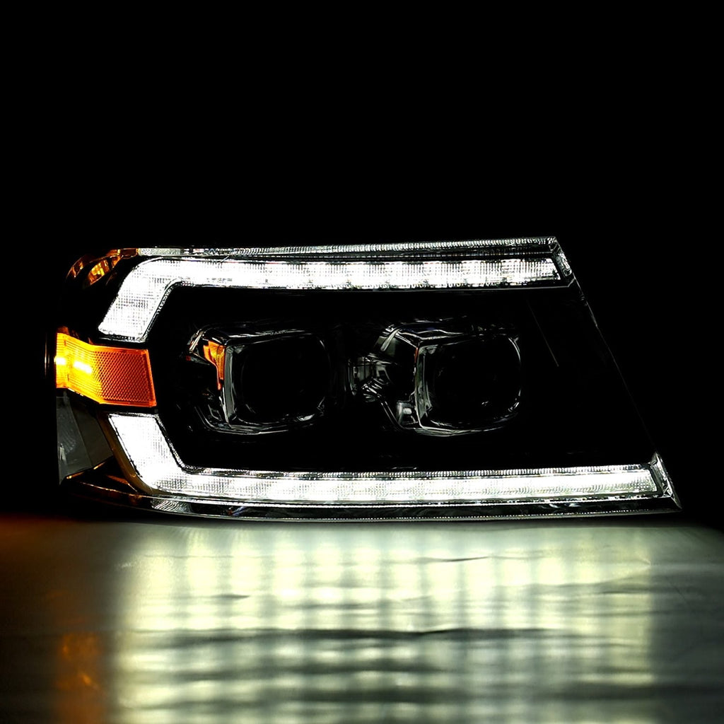AlphaRex 04-08 Ford F150 / 06-08 Lincoln Mark LT PRO-Series Halogen Projector Headlights Black