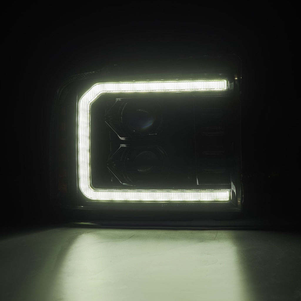 AlphaRex 05-07 Ford Super Duty/Excursion LUXX-Series LED Projector Headlights Alpha-Black