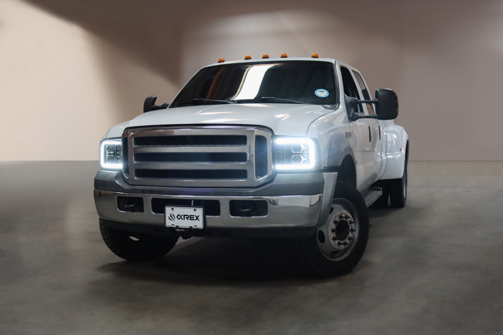 AlphaRex 05-07 Ford Super Duty/Excursion LUXX-Series LED Projector Headlights Black