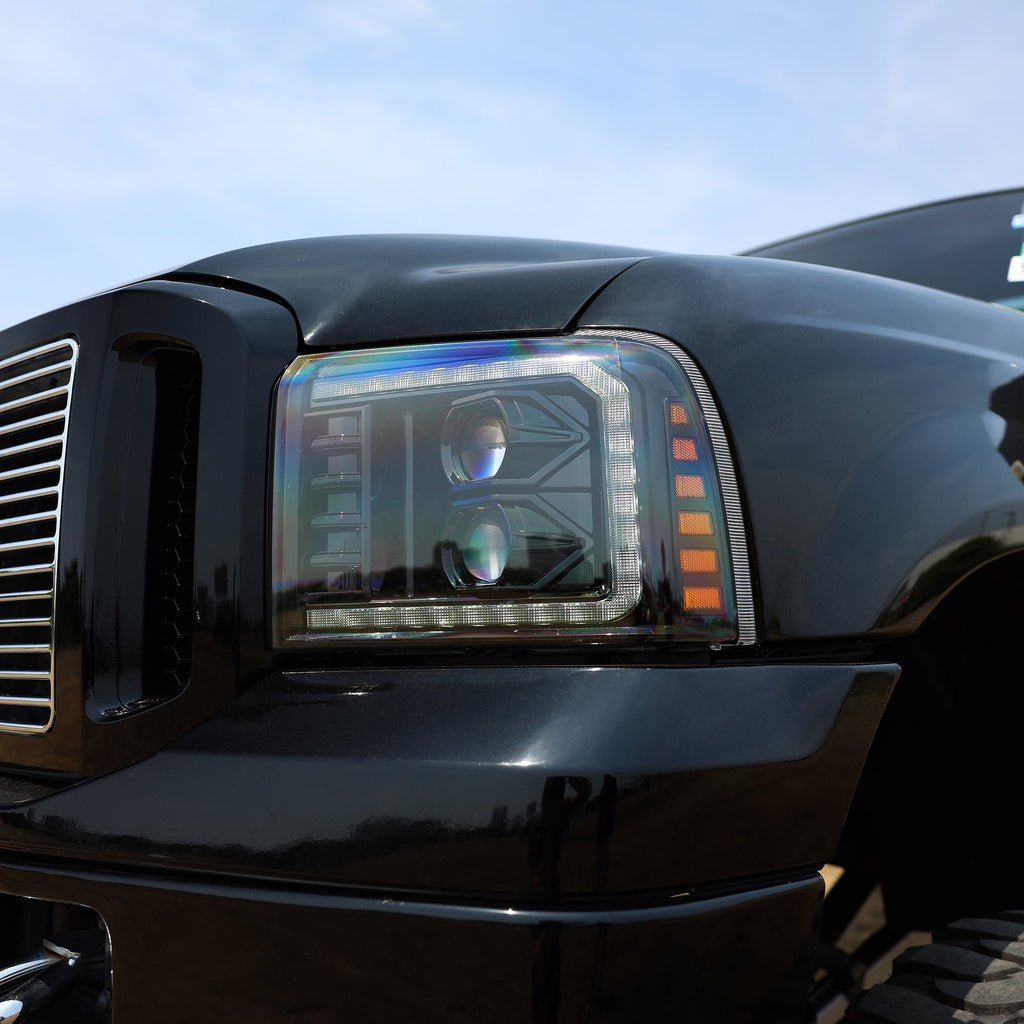 AlphaRex 05-07 Ford Super Duty/Excursion PRO-Series Halogen Projector Headlights Alpha-Black