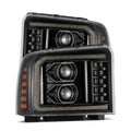 AlphaRex 05-07 Ford Super Duty/Excursion PRO-Series Halogen Projector Headlights Alpha-Black