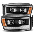 AlphaRex 06-08 Dodge Ram PRO-Series Halogen Projector Headlights Black