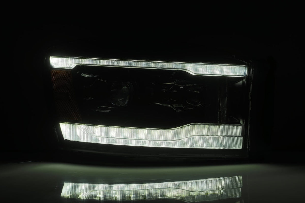 AlphaRex 06-08 Dodge Ram PRO-Series Halogen Projector Headlights Black