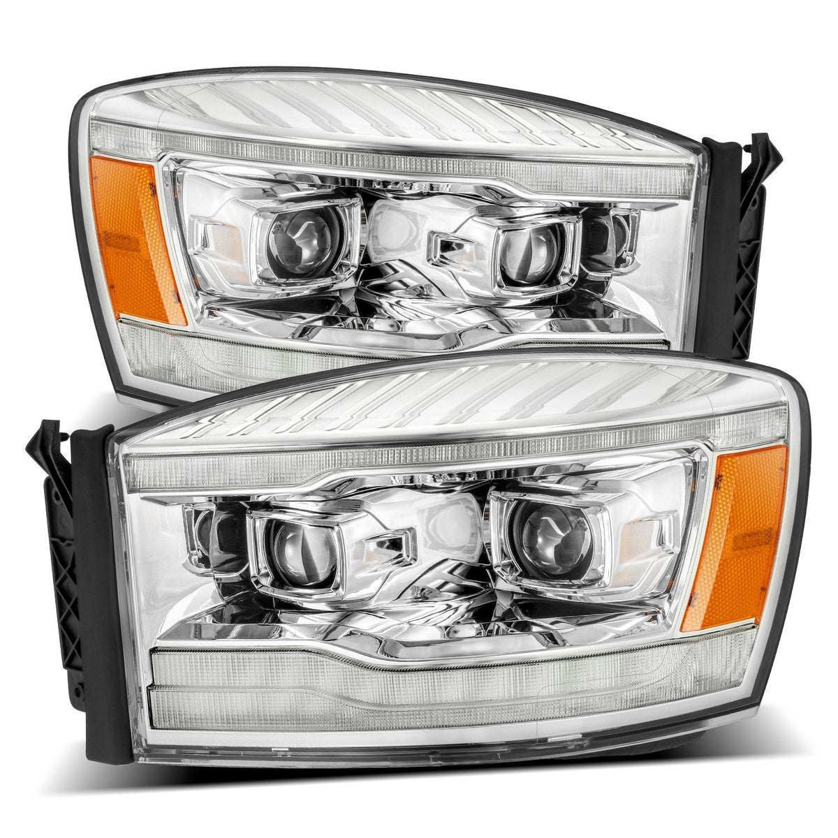 AlphaRex 06-08 Dodge Ram PRO-Series Halogen Projector Headlights Chrome