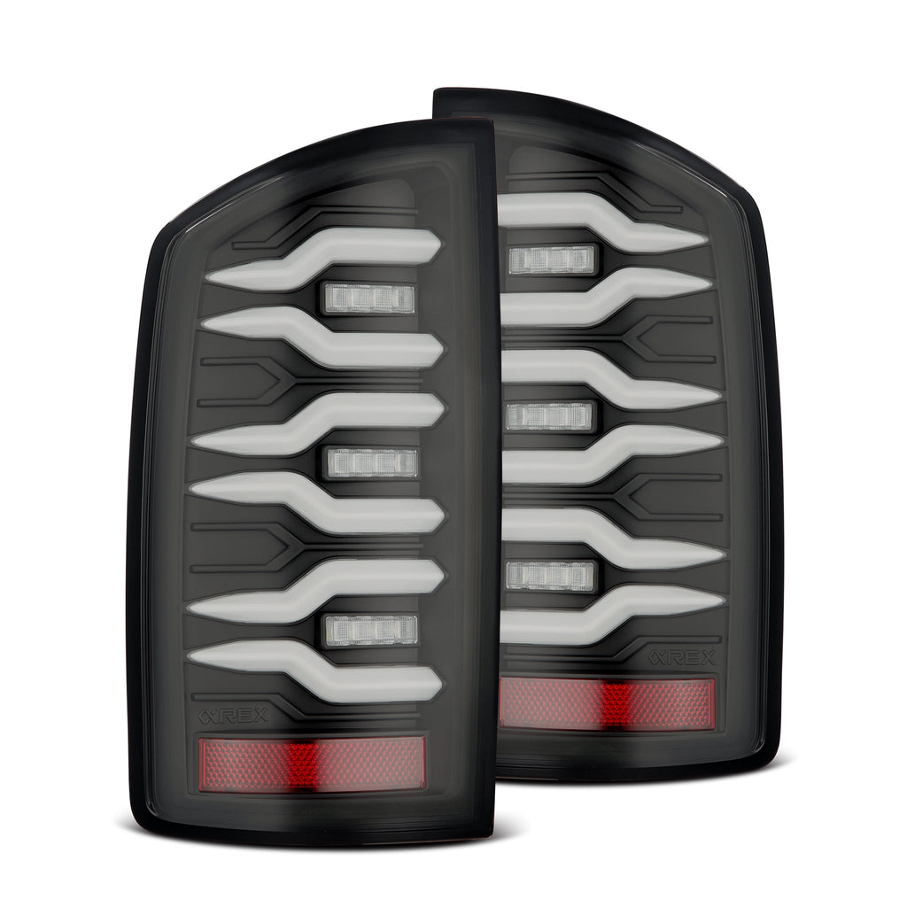 AlphaRex 07-08 Dodge Ram 1500/07-09 Dodge Ram 2500/3500 Truck LUXX-Series LED Tail Lights Black Smoke