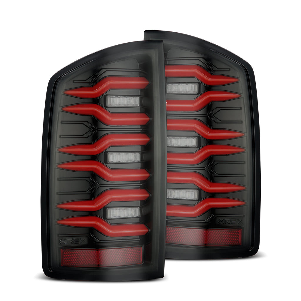 AlphaRex 07-08 Dodge Ram 1500/07-09 Dodge Ram 2500/3500 Truck LUXX-Series LED Tail Lights Black-Red