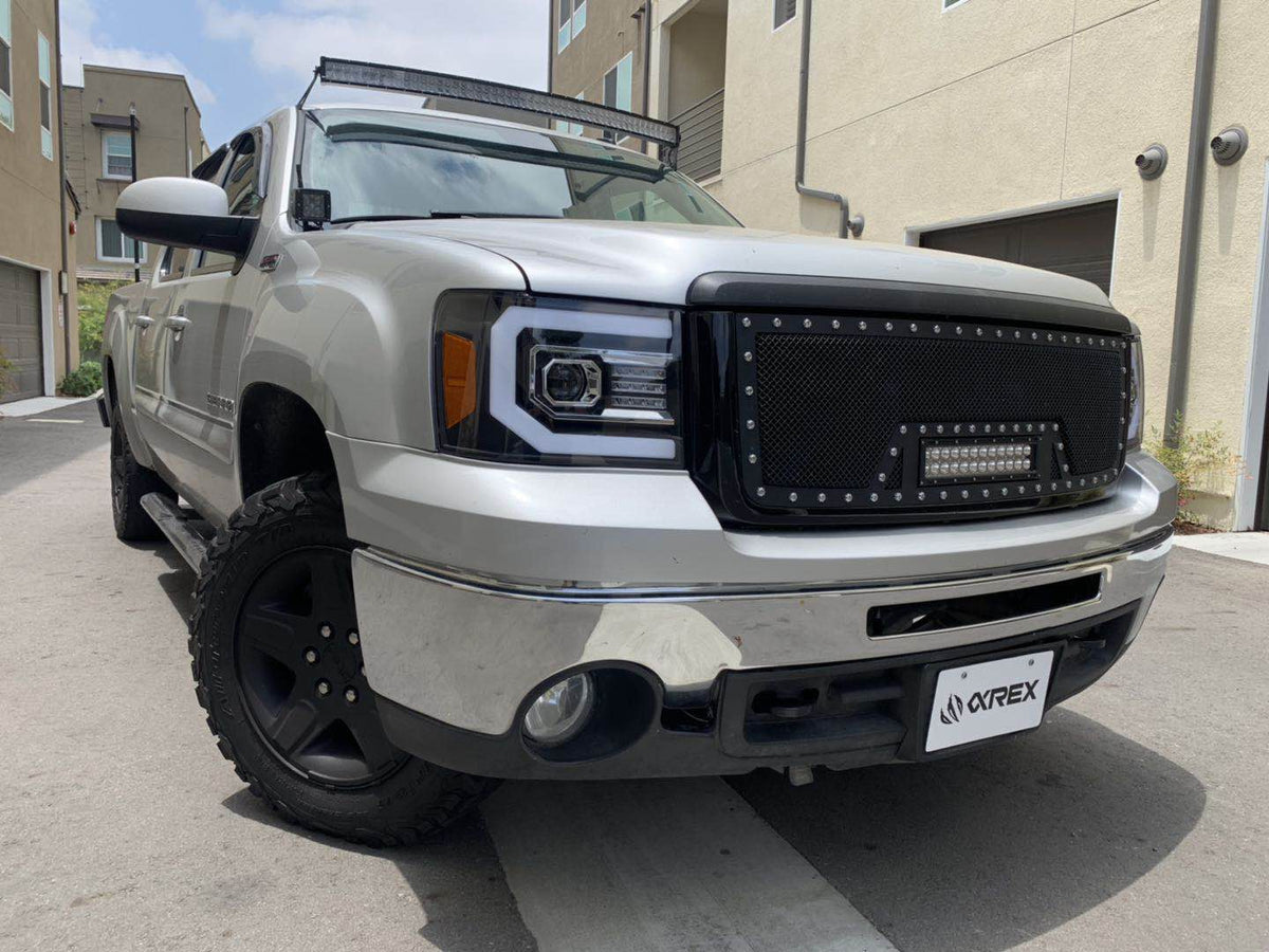 AlphaRex 07-13 GMC Sierra LUXX-Series LED Projector Headlights Jet Black