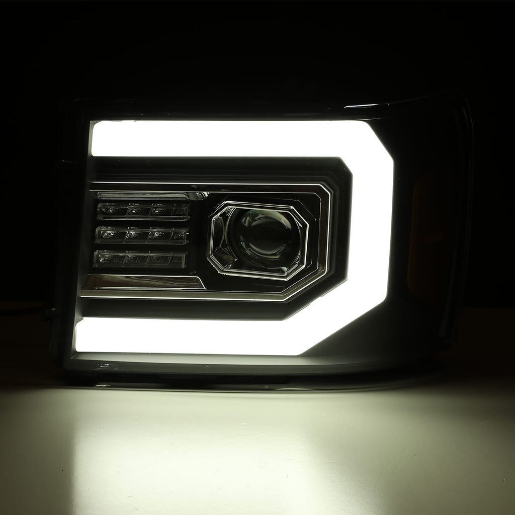 AlphaRex 07-13 GMC Sierra LUXX-Series LED Projector Headlights Jet Black