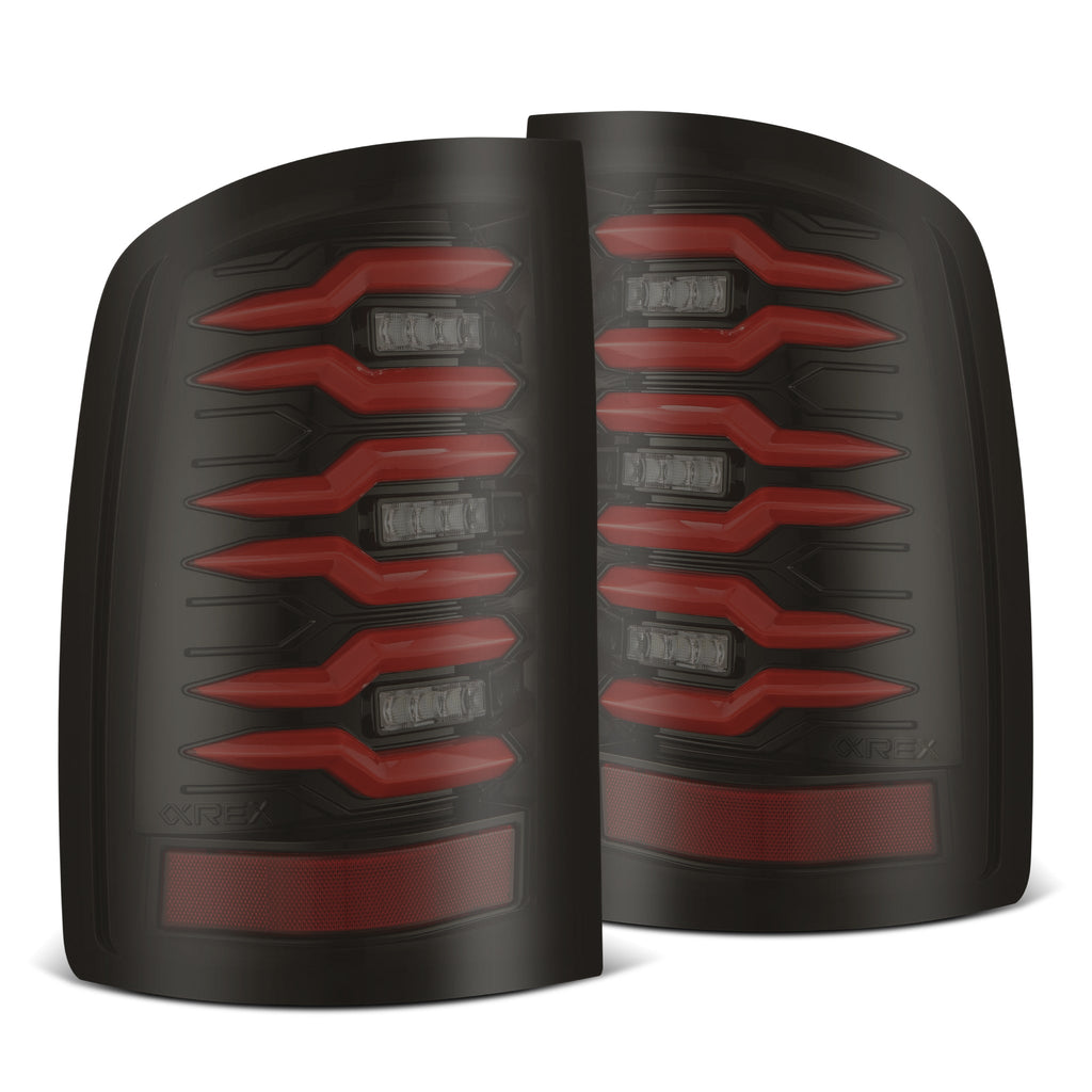 AlphaRex 07-13 GMC Sierra LUXX-Series LED Tail Lights Black-Red