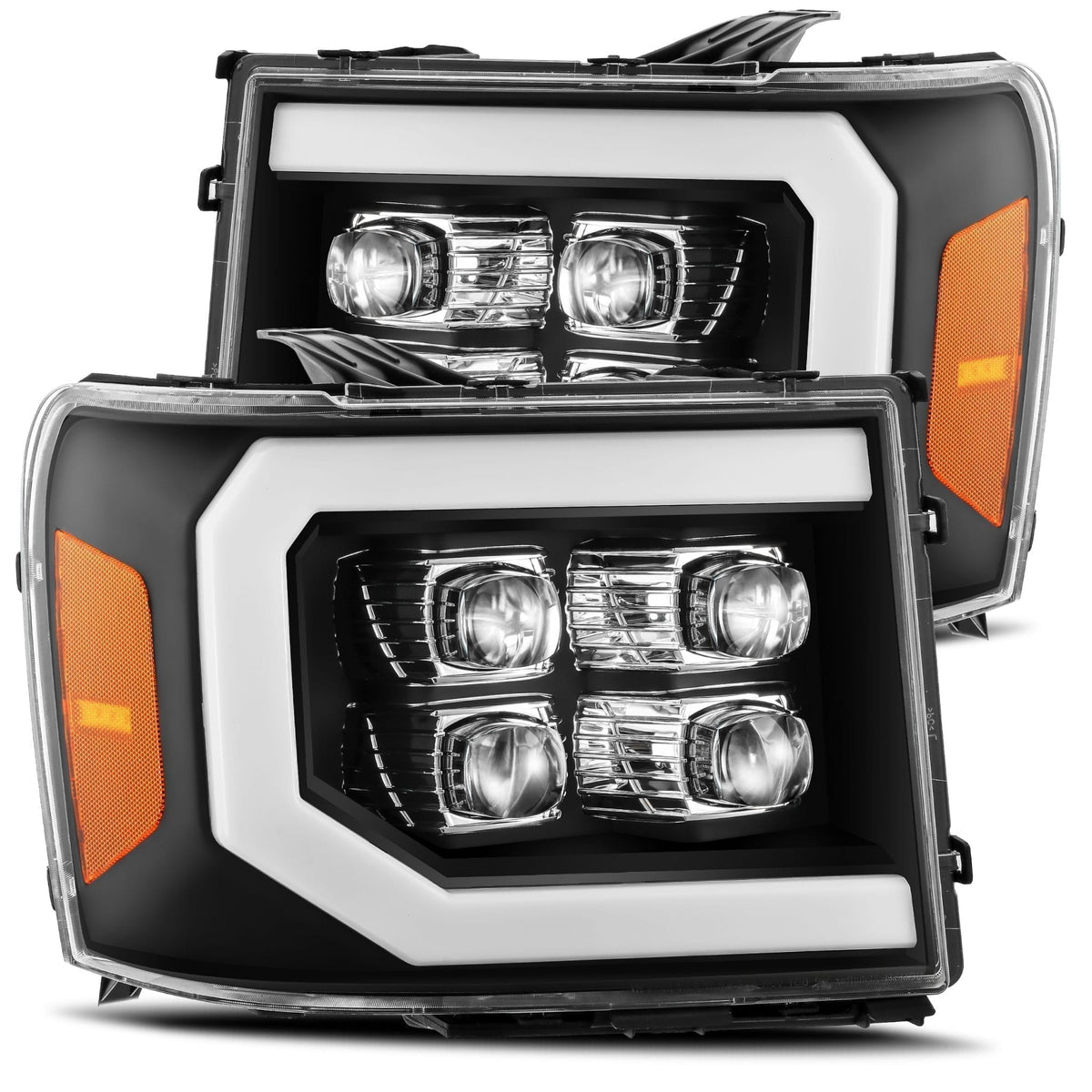 AlphaRex 07-13 GMC Sierra NOVA-Series LED Projector Headlights Black