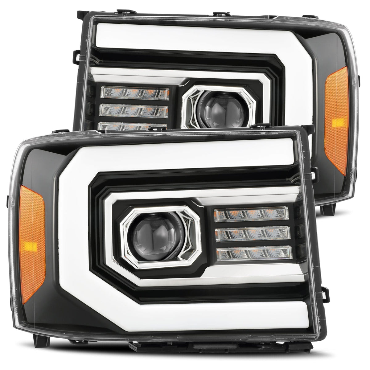 AlphaRex 07-13 GMC Sierra PRO-Series Halogen Projector Headlights Jet Black