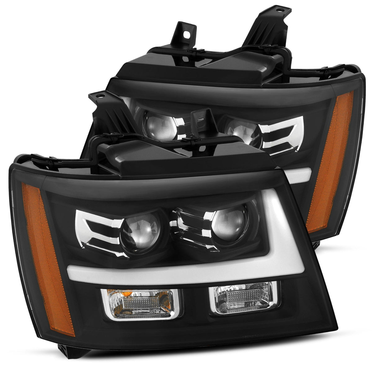 AlphaRex 07-14 Chevrolet Tahoe/Suburban/07-13 Avalanche LUXX-Series LED Projector Headlights Black
