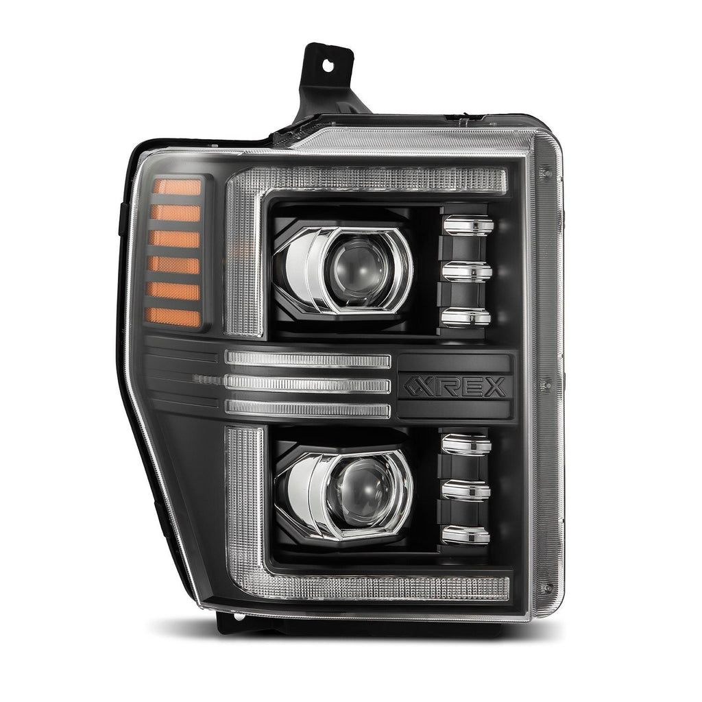 AlphaRex 08-10 Ford Super Duty/Excursion PRO-Series Halogen Projector Headlights Black