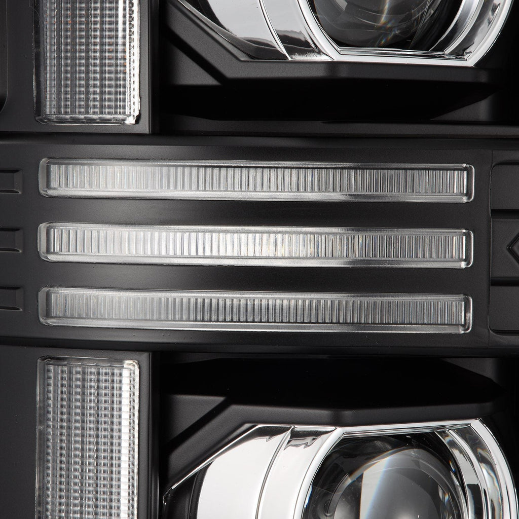 AlphaRex 08-10 Ford Super Duty/Excursion PRO-Series Halogen Projector Headlights Black