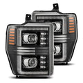 AlphaRex 08-10 Ford Super Duty/Excursion PRO-Series Halogen Projector Headlights Black