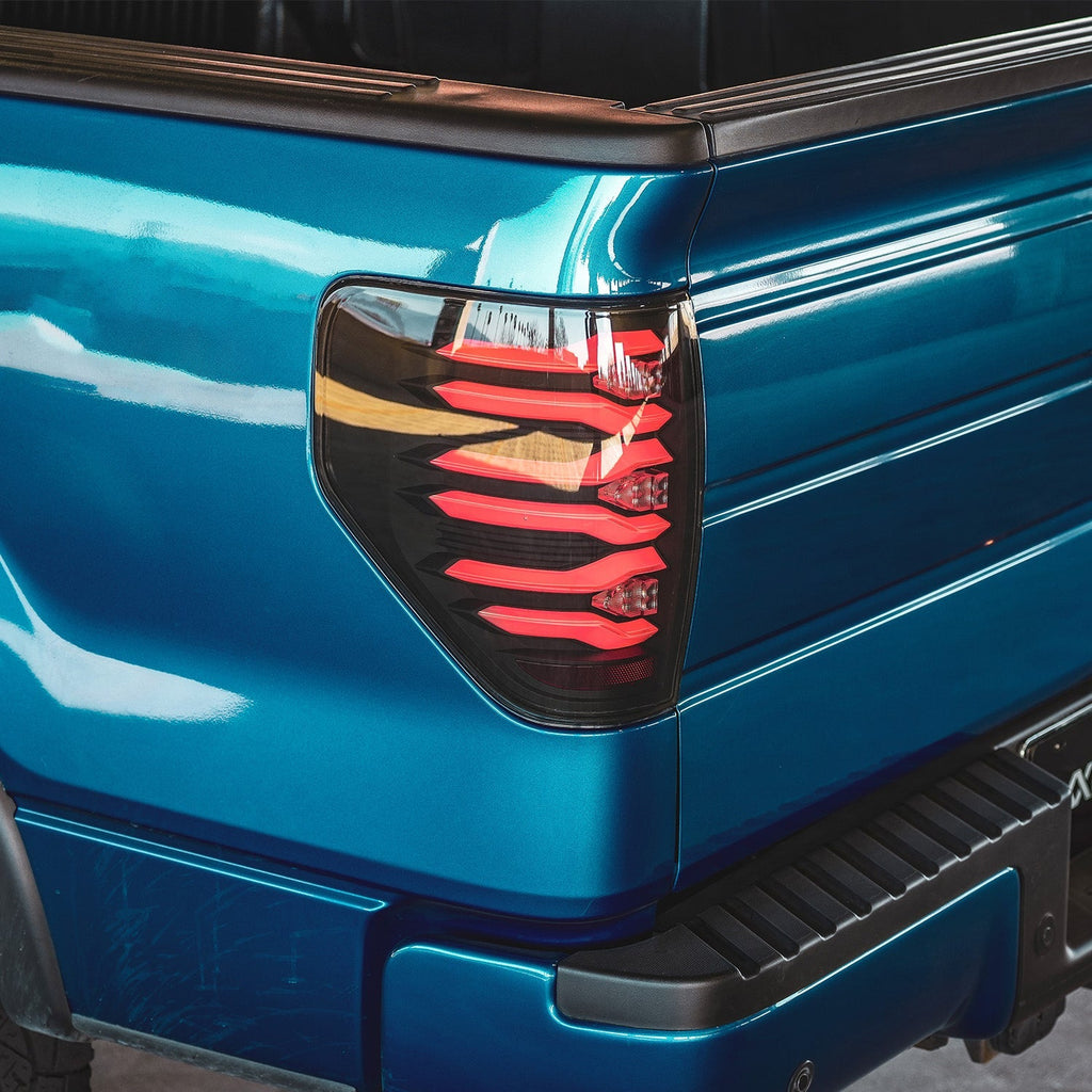 AlphaRex 09-14 Ford F150 LUXX-Series LED Tail Lights Black-Red