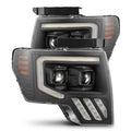 AlphaRex 09-14 Ford F150 MKII PRO-Series Halogen Projector Headlights Black