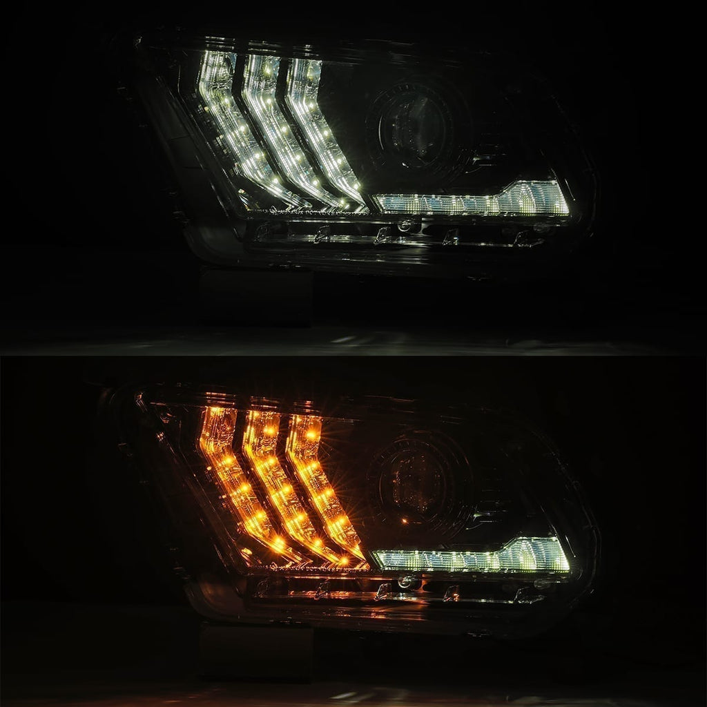 AlphaRex 13-14 Ford Mustang LUXX-Series LED Projector Headlights Alpha-Black