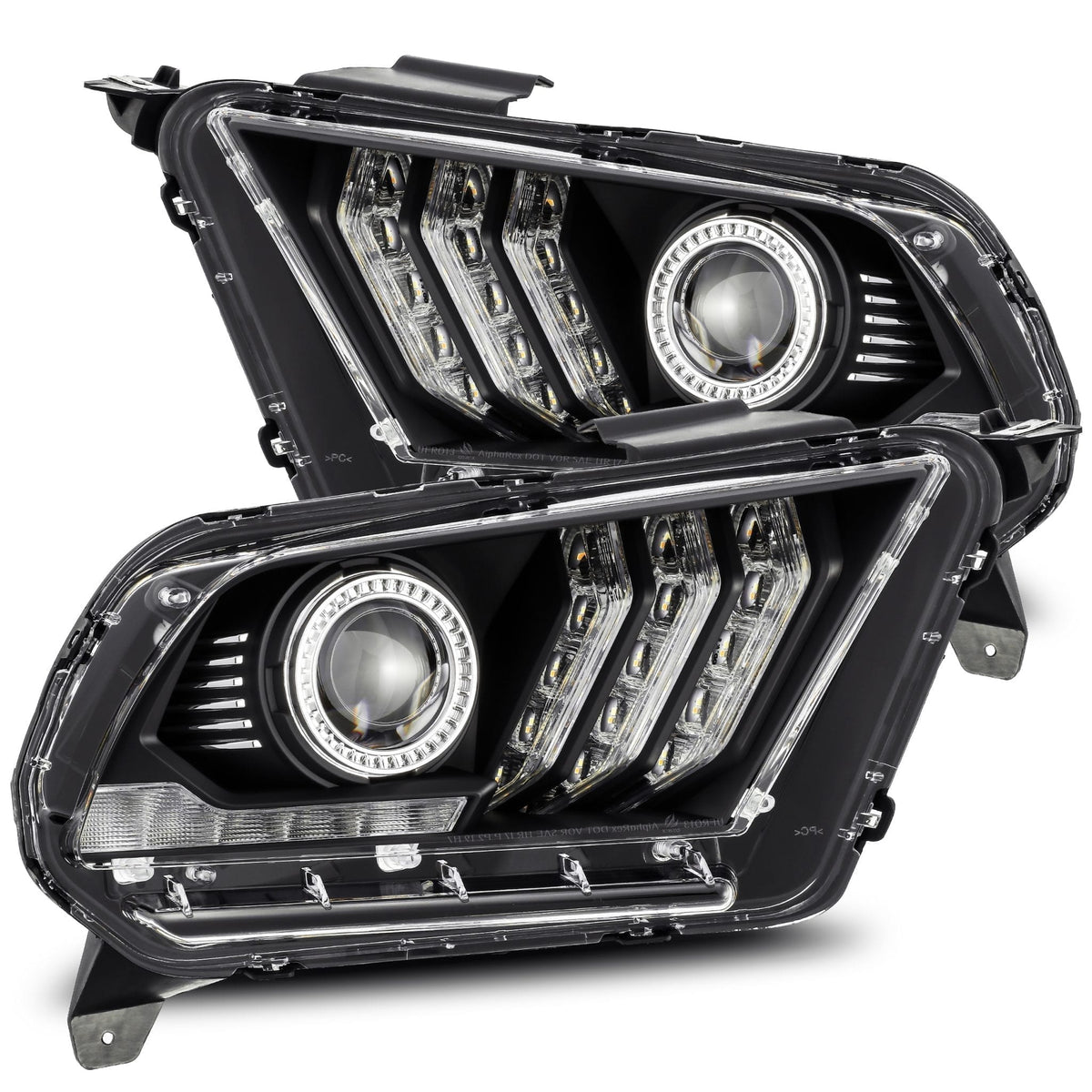 AlphaRex 13-14 Ford Mustang LUXX-Series LED Projector Headlights Black