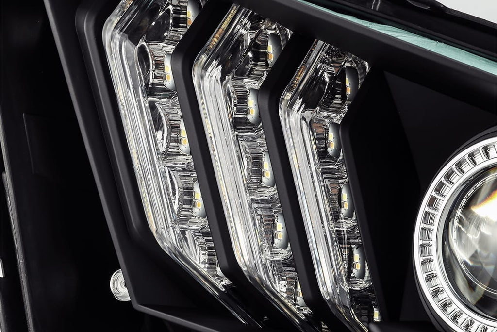 AlphaRex 13-14 Ford Mustang LUXX-Series LED Projector Headlights Black