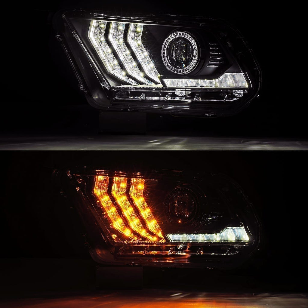AlphaRex 13-14 Ford Mustang LUXX-Series LED Projector Headlights Black