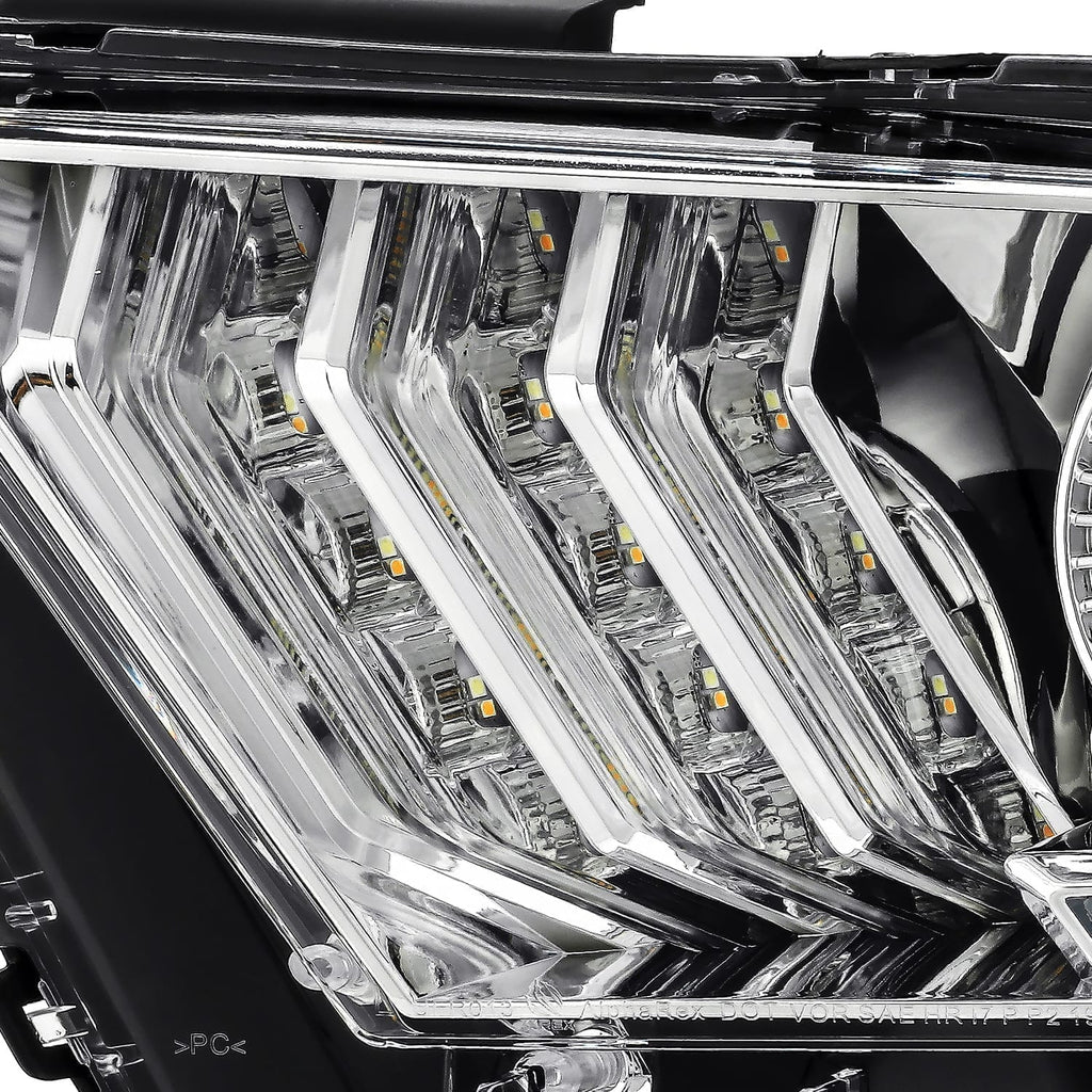AlphaRex 13-14 Ford Mustang LUXX-Series LED Projector Headlights Chrome
