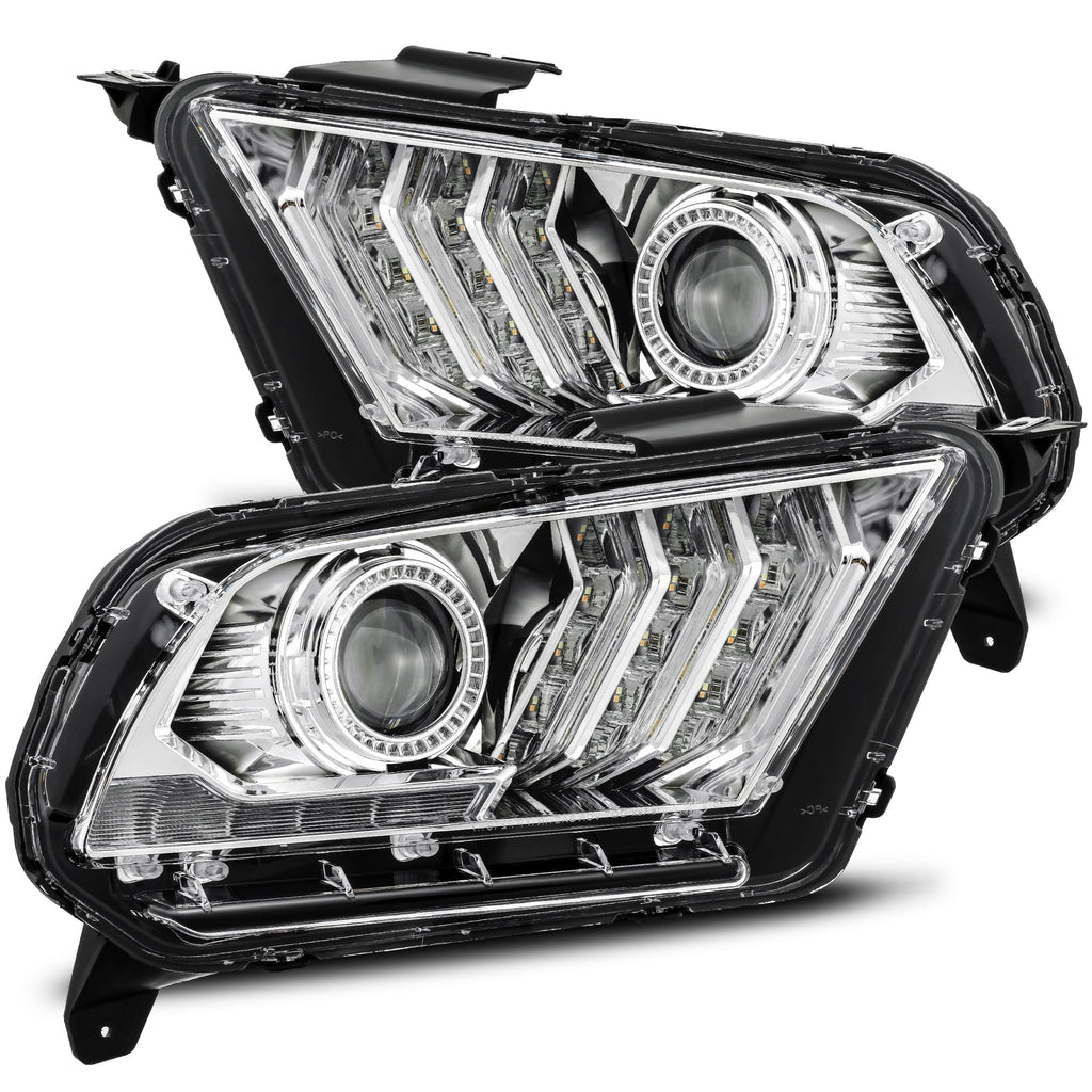 AlphaRex 13-14 Ford Mustang LUXX-Series LED Projector Headlights Chrome
