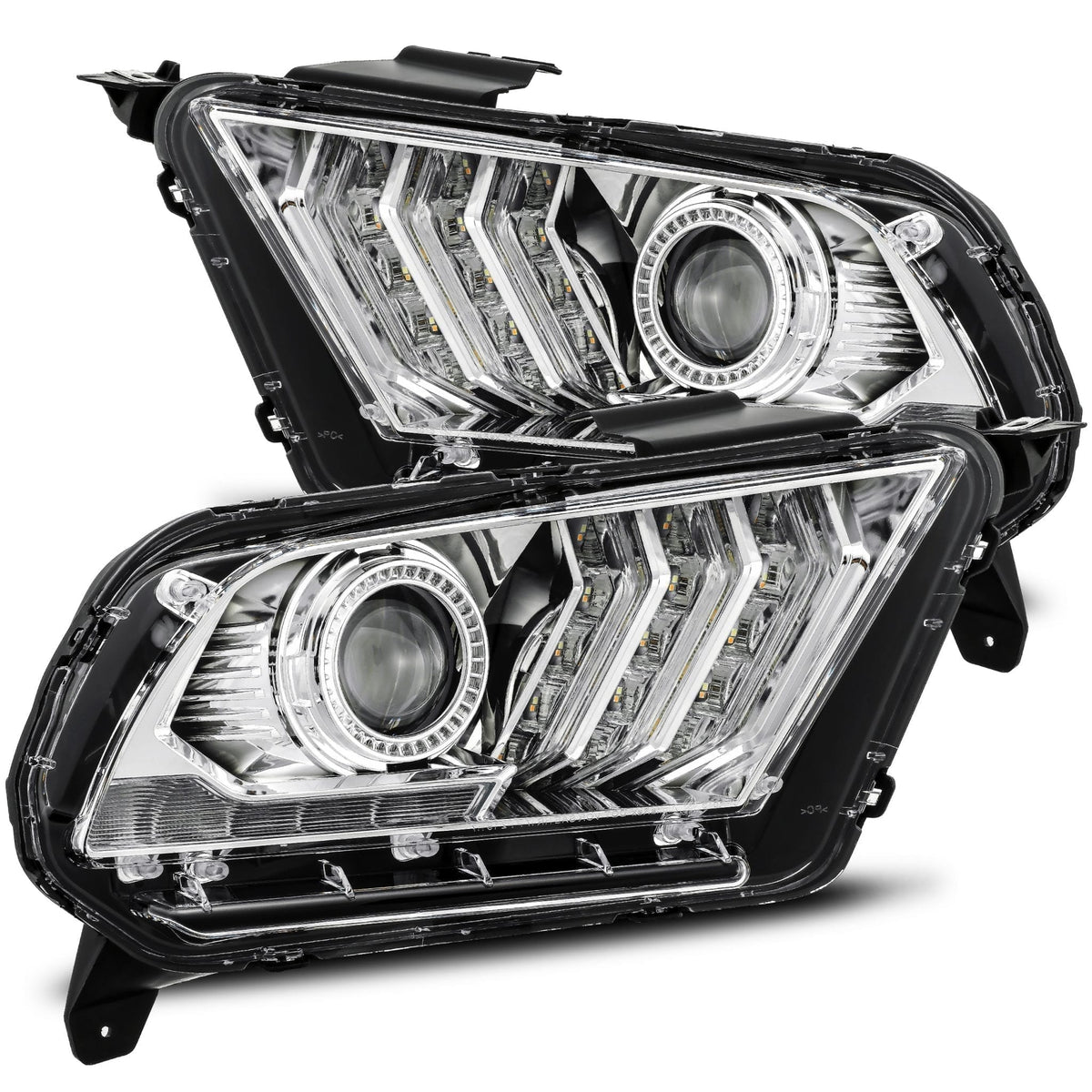 AlphaRex 13-14 Ford Mustang LUXX-Series LED Projector Headlights Chrome