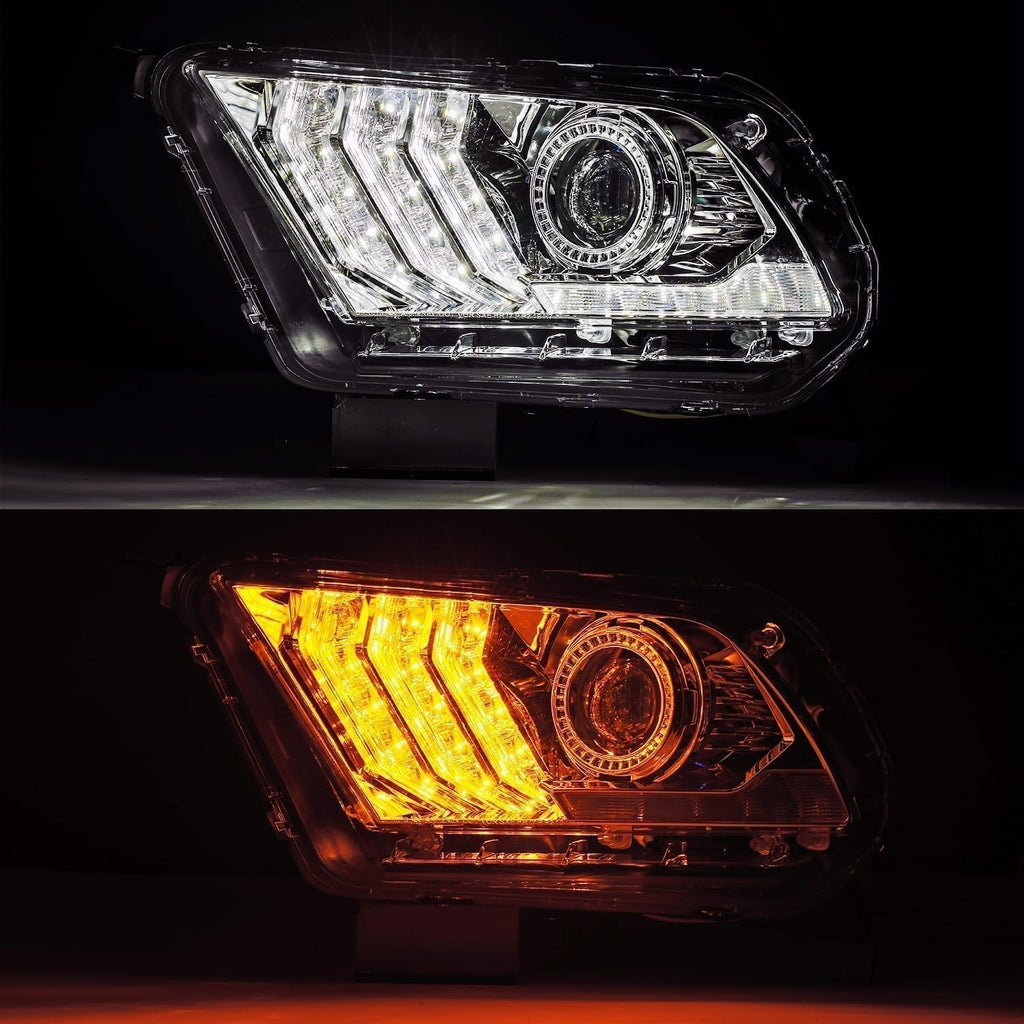 AlphaRex 13-14 Ford Mustang LUXX-Series LED Projector Headlights Chrome