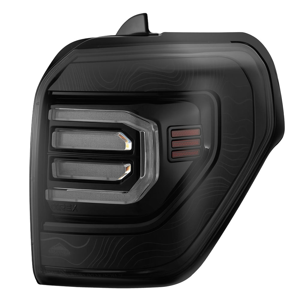AlphaRex 10-24 Toyota 4Runner TOPO-ETCH NOVA-Series Prismatic LED Tail Lights Black Clear