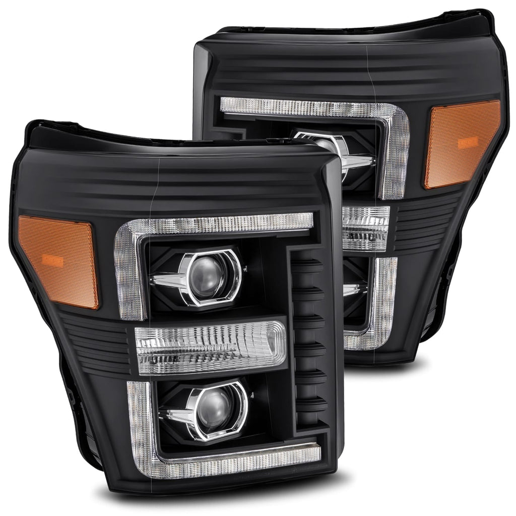 AlphaRex 11-16 Ford Super Duty LUXX-Series LED Projector Headlights Black