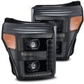 AlphaRex 11-16 Ford Super Duty PRO-Series Halogen Projector Headlights Alpha-Black
