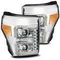 AlphaRex 11-16 Ford Super Duty PRO-Series Halogen Projector Headlights Chrome