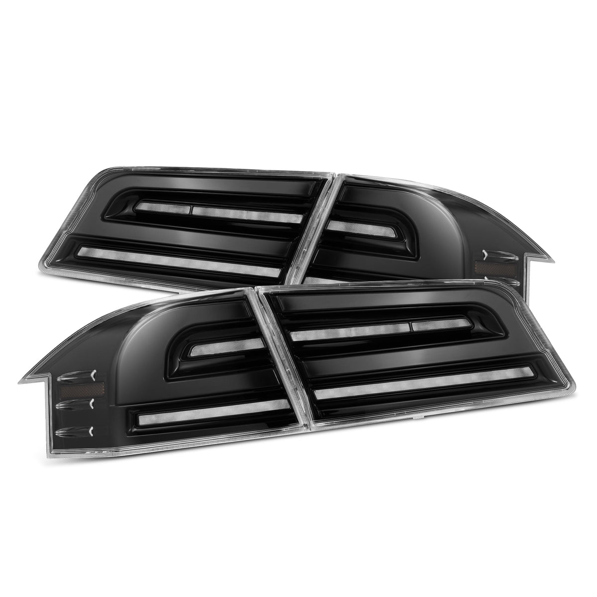 AlphaRex 12-21 Tesla Model S LUXX-Series LED Tail Lights Black Clear (With Black Trunk Center Piece Replacement)
