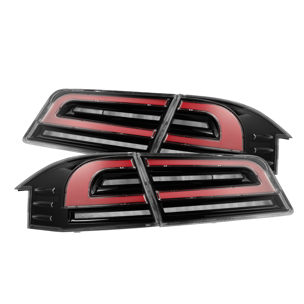 AlphaRex 12-21 Tesla Model S LUXX-Series LED Tail Lights Black-Red (With Black Trunk Center Piece Replacement)