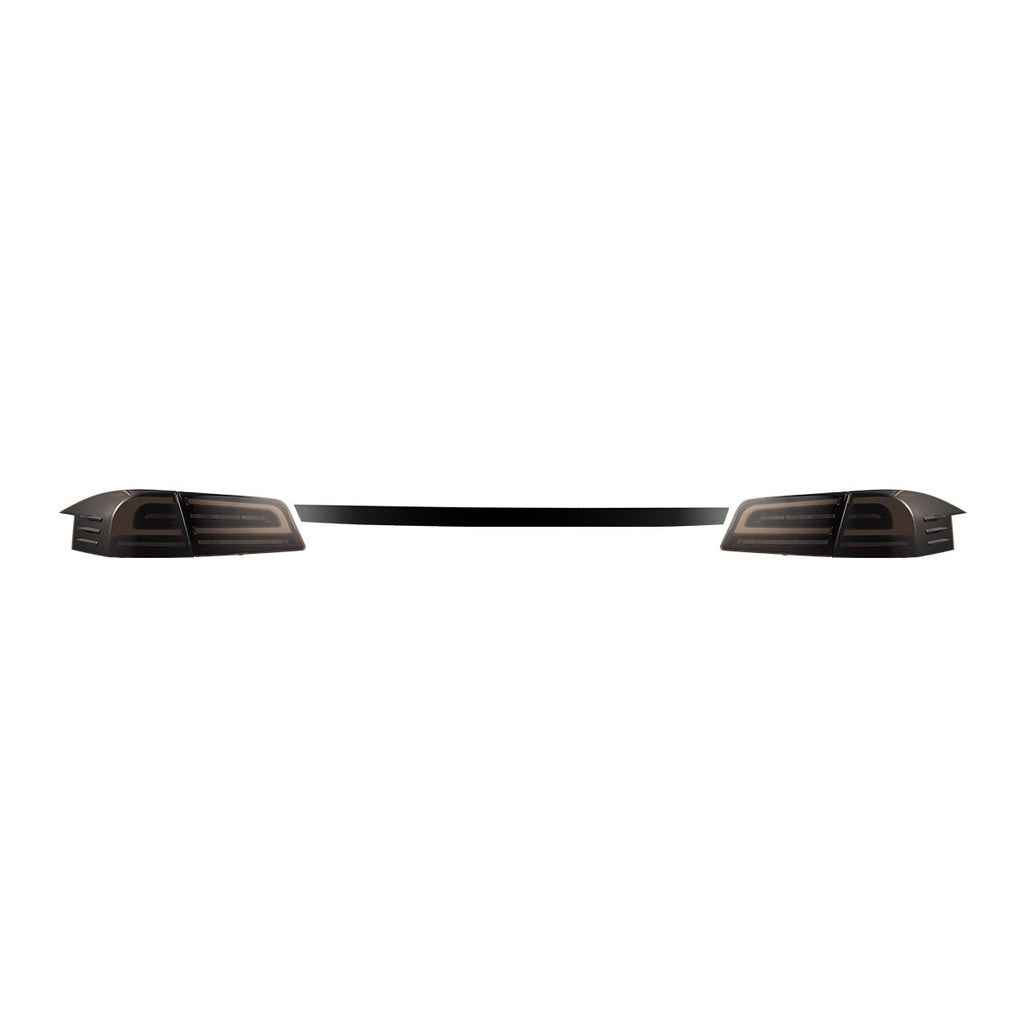 AlphaRex 12-21 Tesla Model S LUXX-Series LED Tail Lights Black Smoke (With Black Trunk Center Piece Replacement)