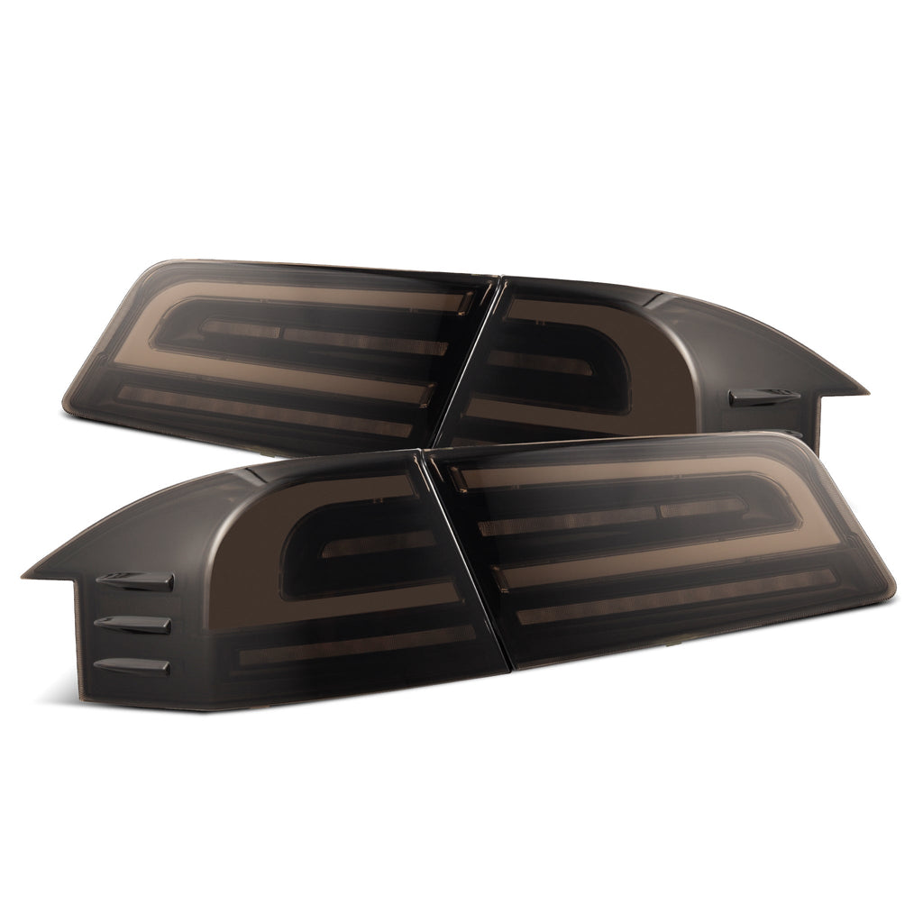 AlphaRex 12-21 Tesla Model S LUXX-Series LED Tail Lights Black Smoke (With Black Trunk Center Piece Replacement)