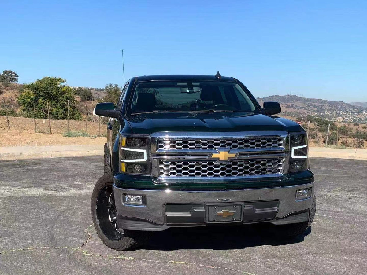 AlphaRex 14-15 Chevrolet Silverado LUXX-Series LED Projector Headlights Chrome