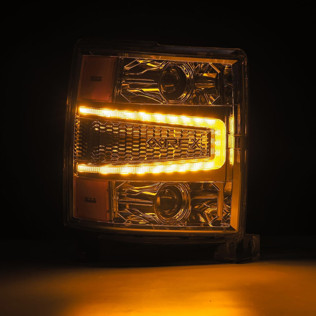 AlphaRex 14-15 Chevrolet Silverado LUXX-Series LED Projector Headlights Chrome