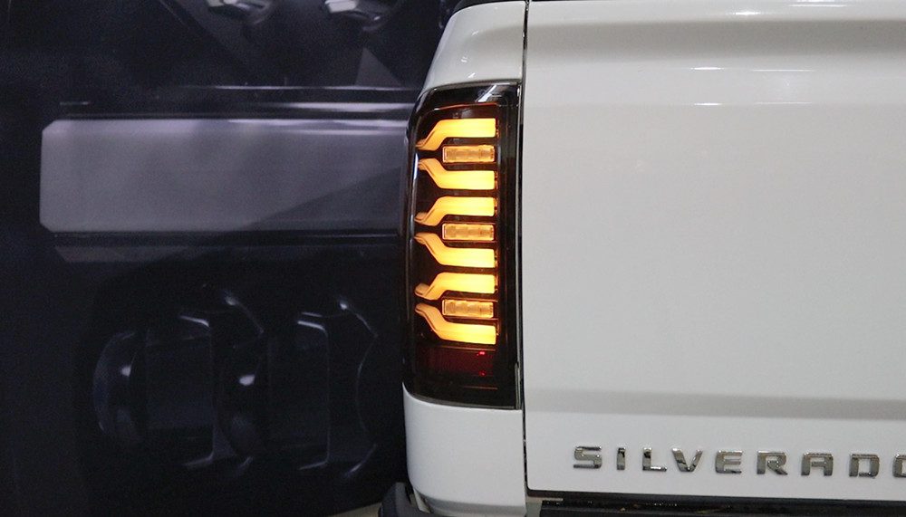 AlphaRex 14-18 Chevrolet Silverado 1500 / 15-19 Silverado 2500HD/3500HD / 15-19 GMC Sierra 3500HD Dually LUXX-Series LED Tail Lights Alpha-Black