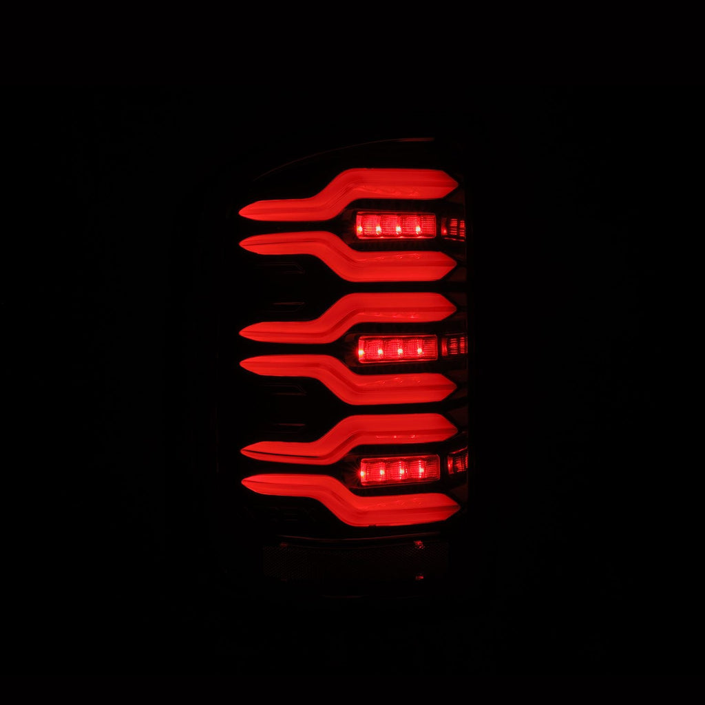 AlphaRex 14-18 GMC Sierra 1500/2500HD/3500HD LUXX-Series LED Tail Lights Alpha-Black