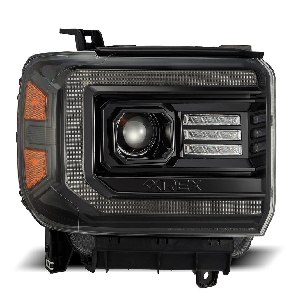 AlphaRex 14-18 GMC Sierra LUXX-Series LED Projector Headlights Alpha-Black