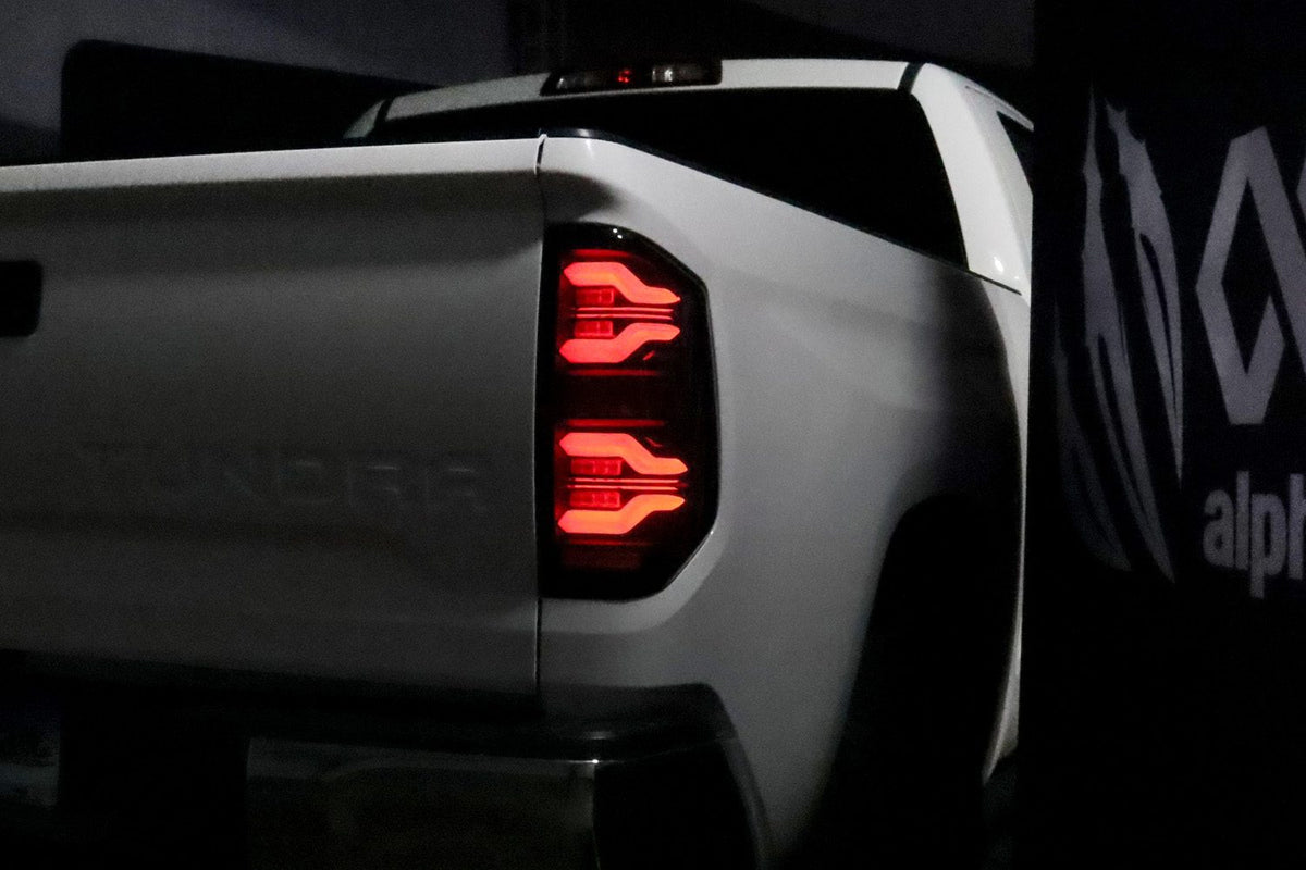 AlphaRex 14-21 Toyota Tundra LUXX-Series LED Tail Lights Black-Red