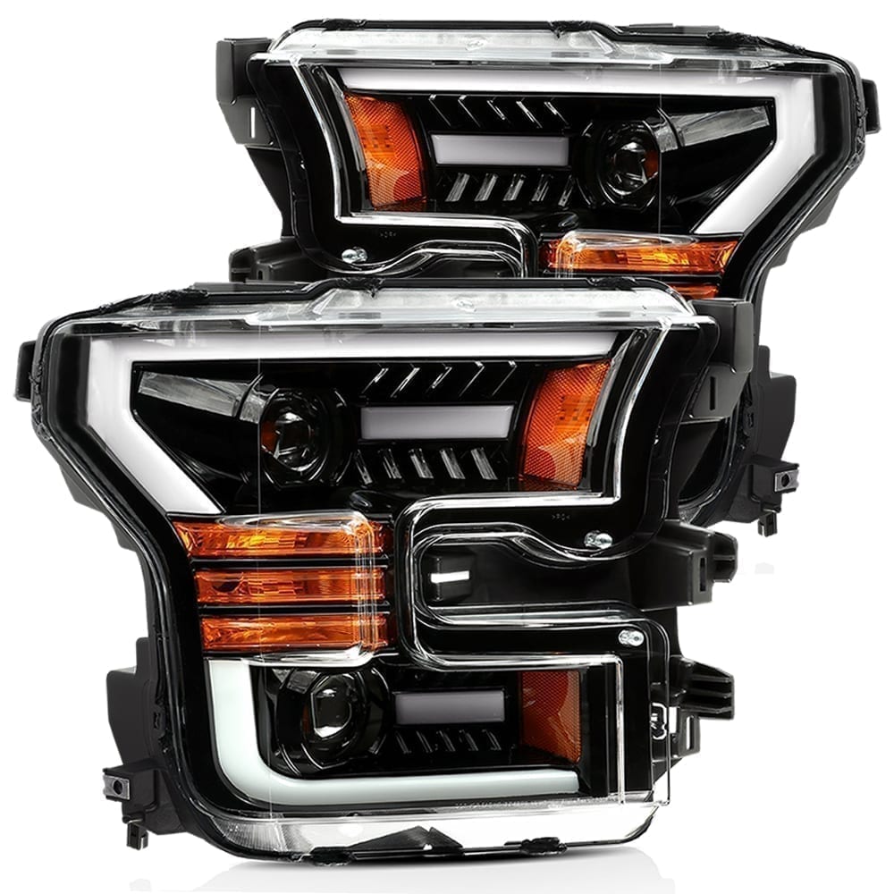 AlphaRex 15-17 Ford F150 / 17-20 Ford F150 Raptor LUXX-Series LED Projector Headlights Jet Black