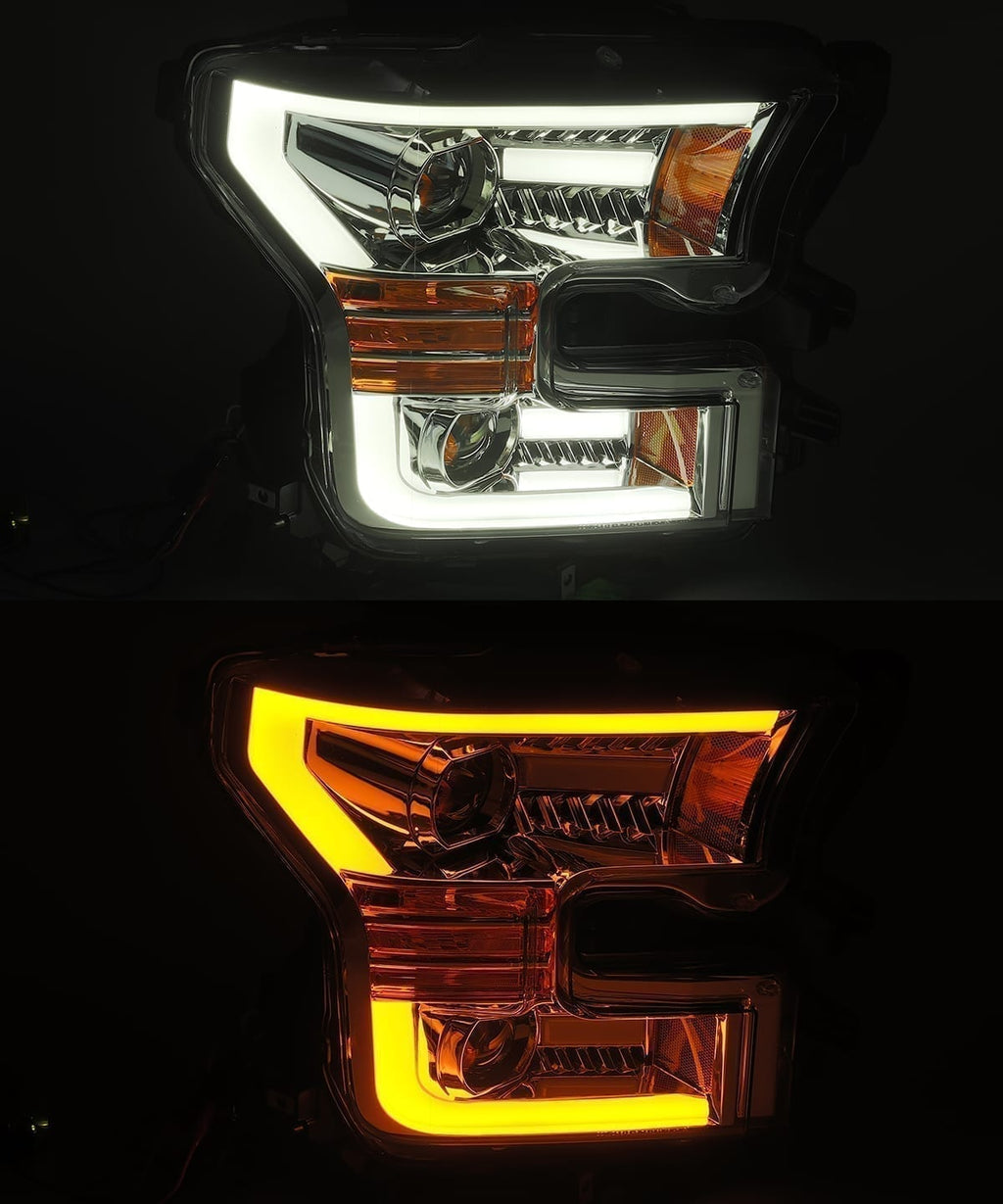 AlphaRex 15-17 Ford F150 PRO-Series Halogen Projector Headlights Chrome